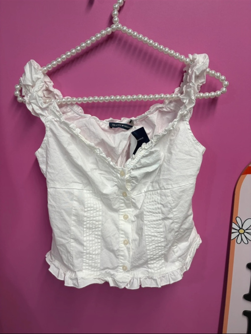 NWT Brandy Melville white Elena top small